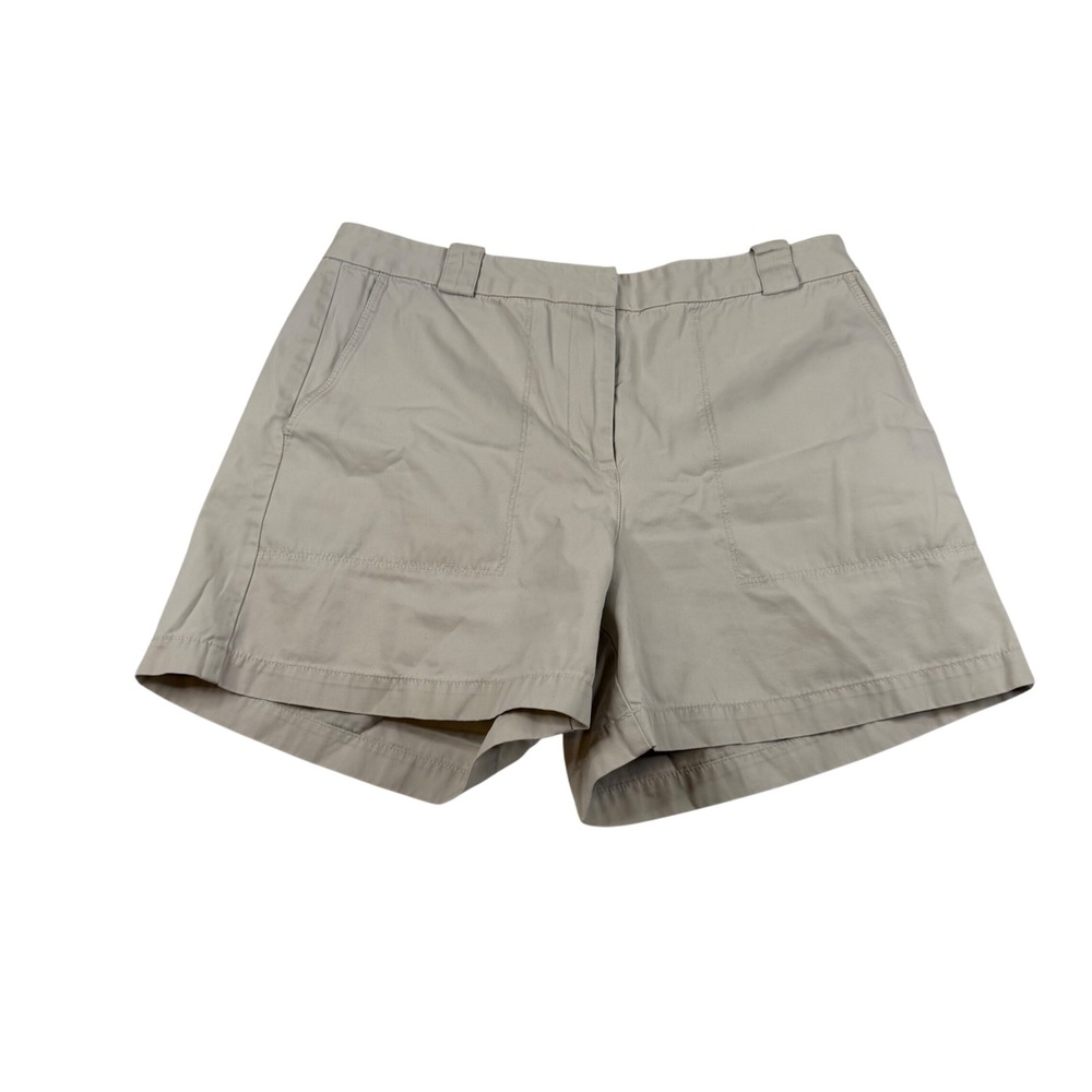 Ann Taylor Womens Khaki Cotton Chino Shorts Size 8 Tan Patch Pocket Summer 2510